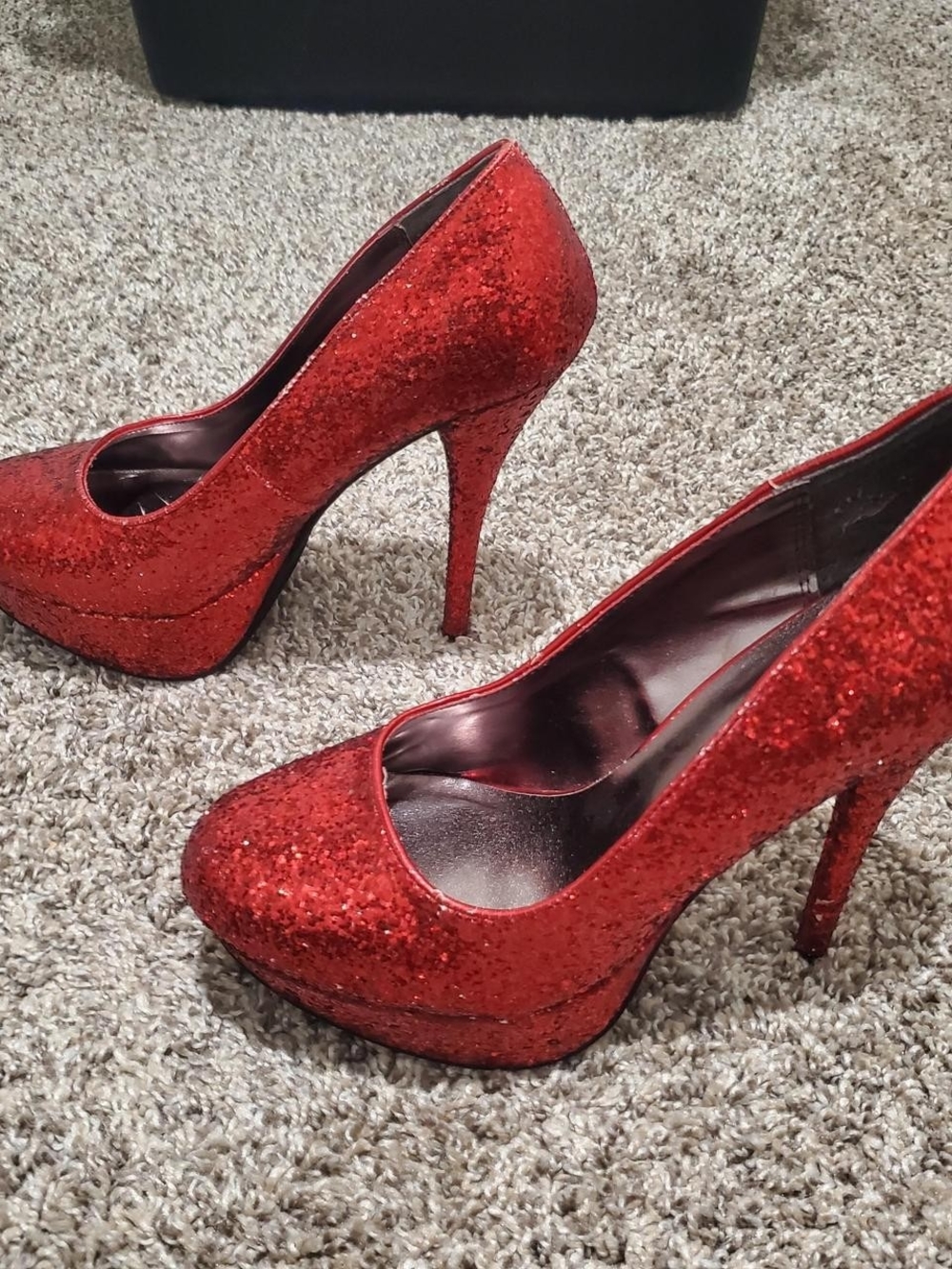 Charlotte Russe Red Glitter Platform Heels, UNKOWN SIZE